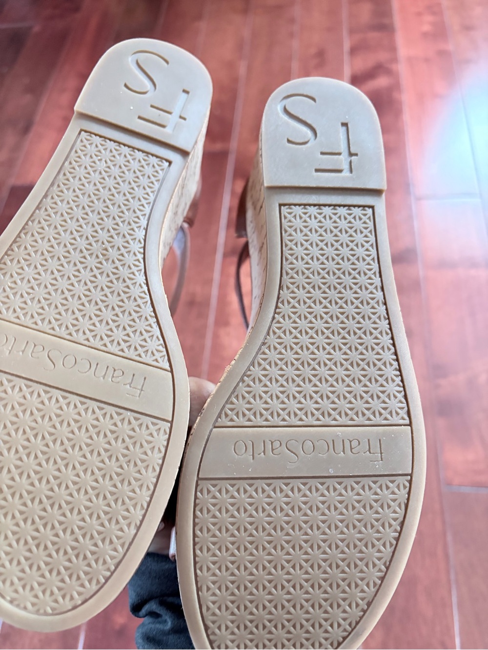 Franco Sarto Tan Leather Ankle-Strap Wedge Sandals - Picture 3 of 4